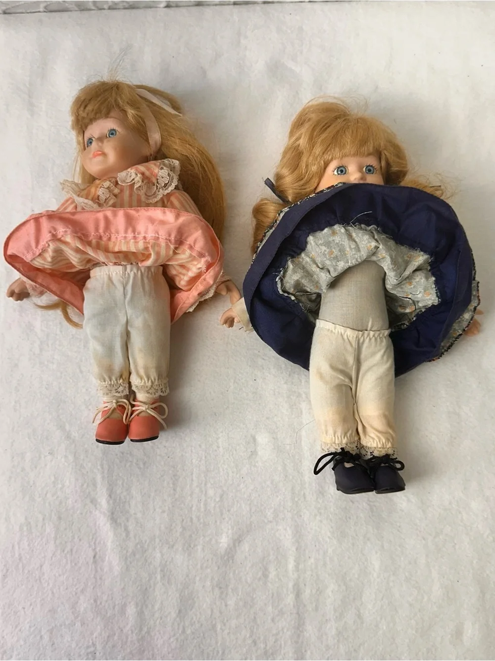 Classic Collectible Porcelain Doll in Pink and Navy - Set of 2